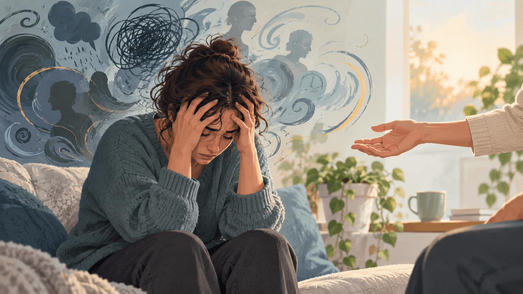 Vertrauensperson begleitet einen Menschen in einer akuten psychischen Krise